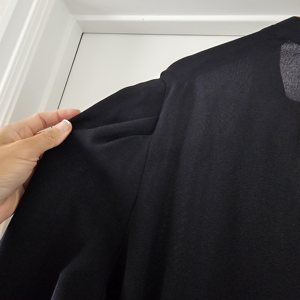1940s Vintage XXL Volup Black Dress Scalloped Neckline New York Creations #65 - Picture 9 of 13